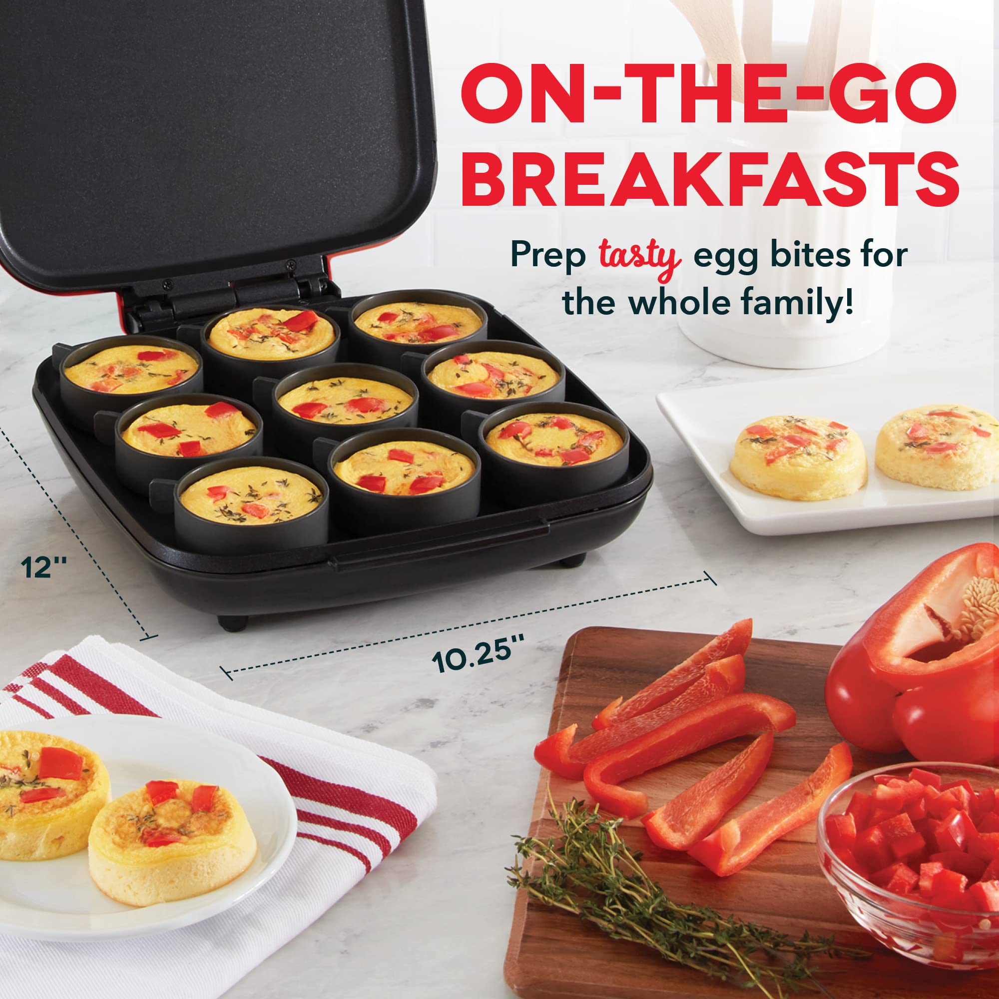 Dash Sous Vide Style Family Size Egg Bite Maker For Breakfast Bites, Sandwiches, Healthy Snacks Or Desserts, Keto & Paleo Friend